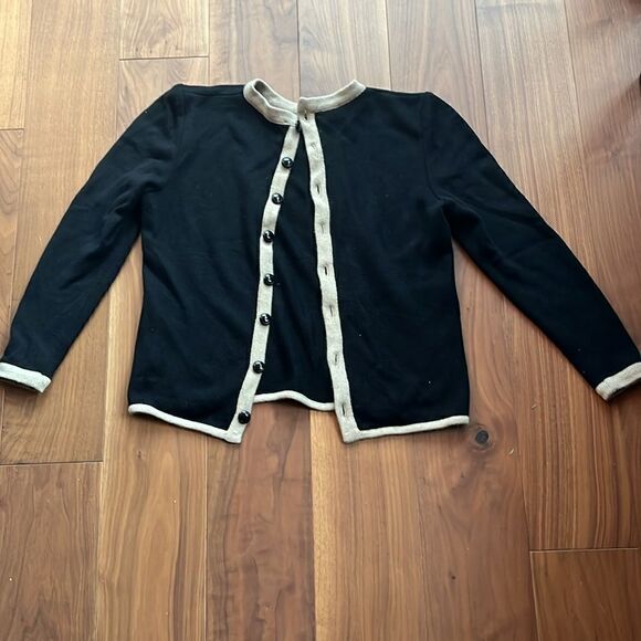 Valentino black with tan trim cardigan - Picture 2 of 5